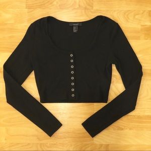 Button down cropped long sleeve